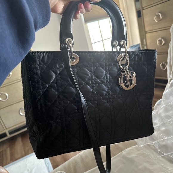 Christian Dior Black Cannage Quilted Nylon Medium Lady Dior Bag ****Authentic - Picture 2 of 14